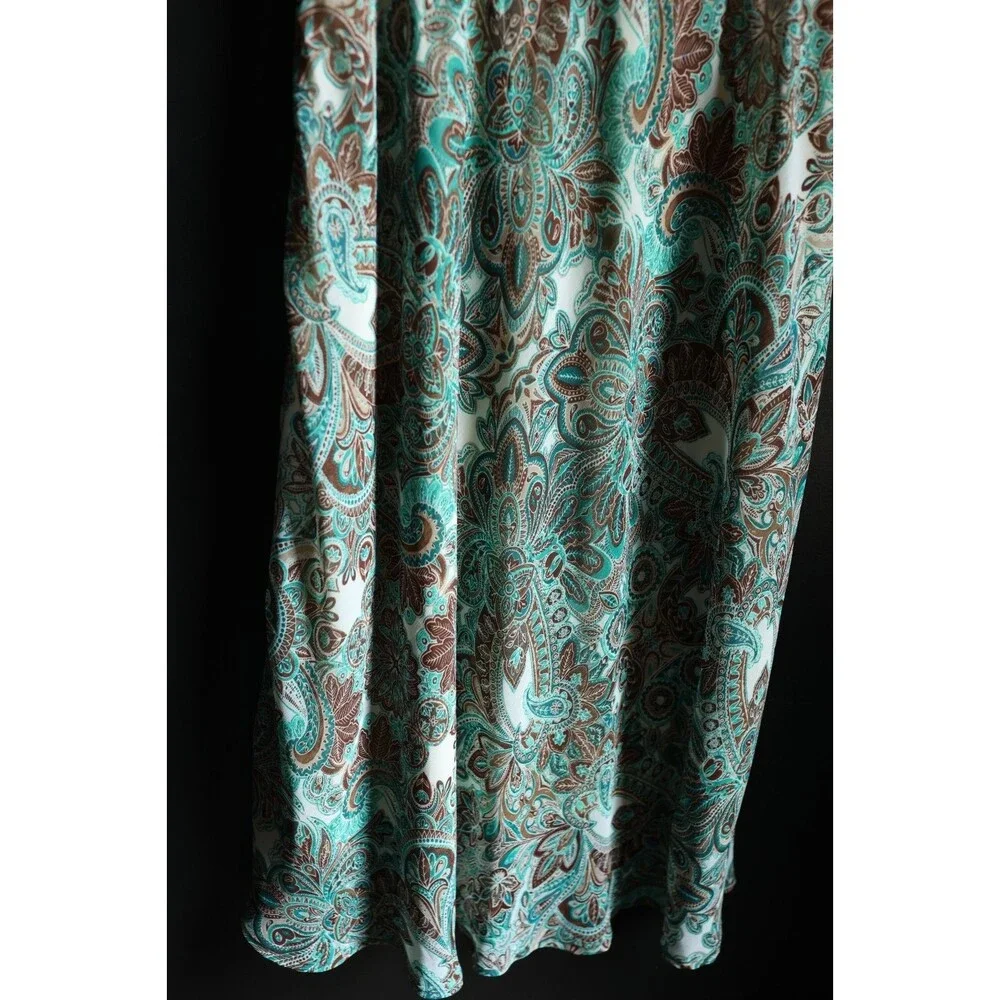 Roz & Ali Paisley Maxi Sheer Skirt Fairy Grunge Y2K Cowgirl Turquoise Brown 1X